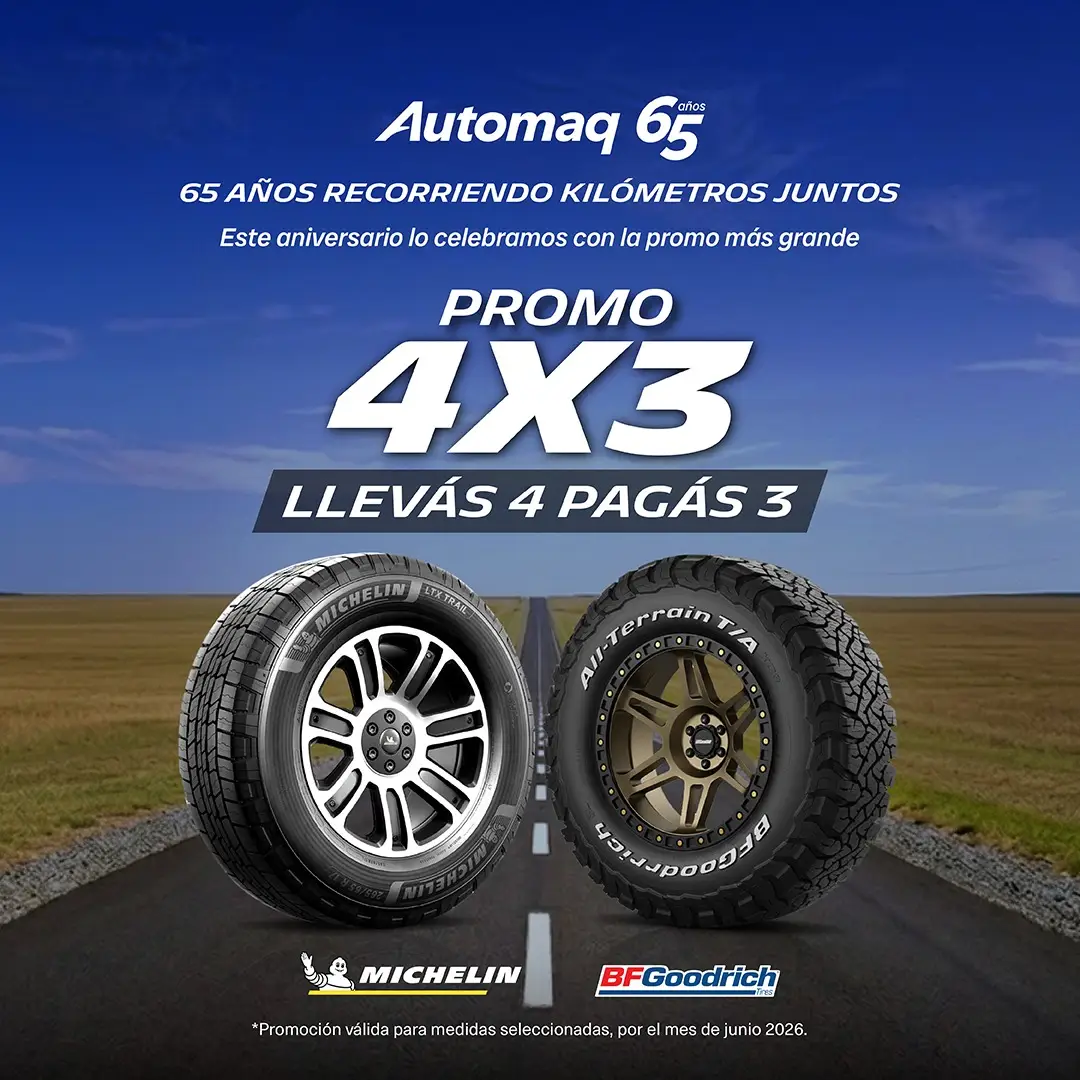 POR NUESTROS 65 AÑOS, TE LLEVÁS 4 NEUMÁTICOS Y PAGÁS 3
